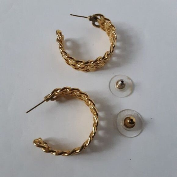 Vintage Unbranded Gold Tone Large Loop Earrings - Picture 3 of 10